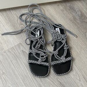 Steve Madden Black and White Rope Sandals